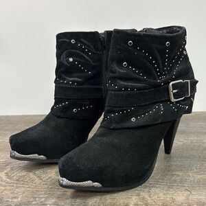 Miranda Lambert LARISSA Studded Suede Heeled Bootie Size 10